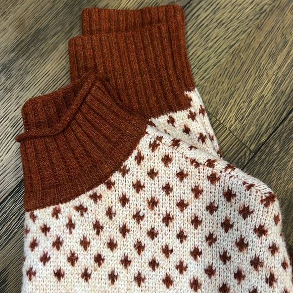 American Eagle Fair Isle Oversized Sweater S Vtg Retro Cropped Mock Cozy Preppy - Picture 9 of 9